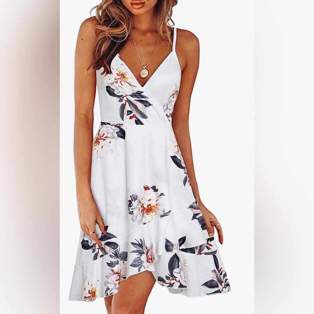 NWT Women's Summer Dresses 2024 Spring Floral V Neck Adjustable Spaghetti Casual